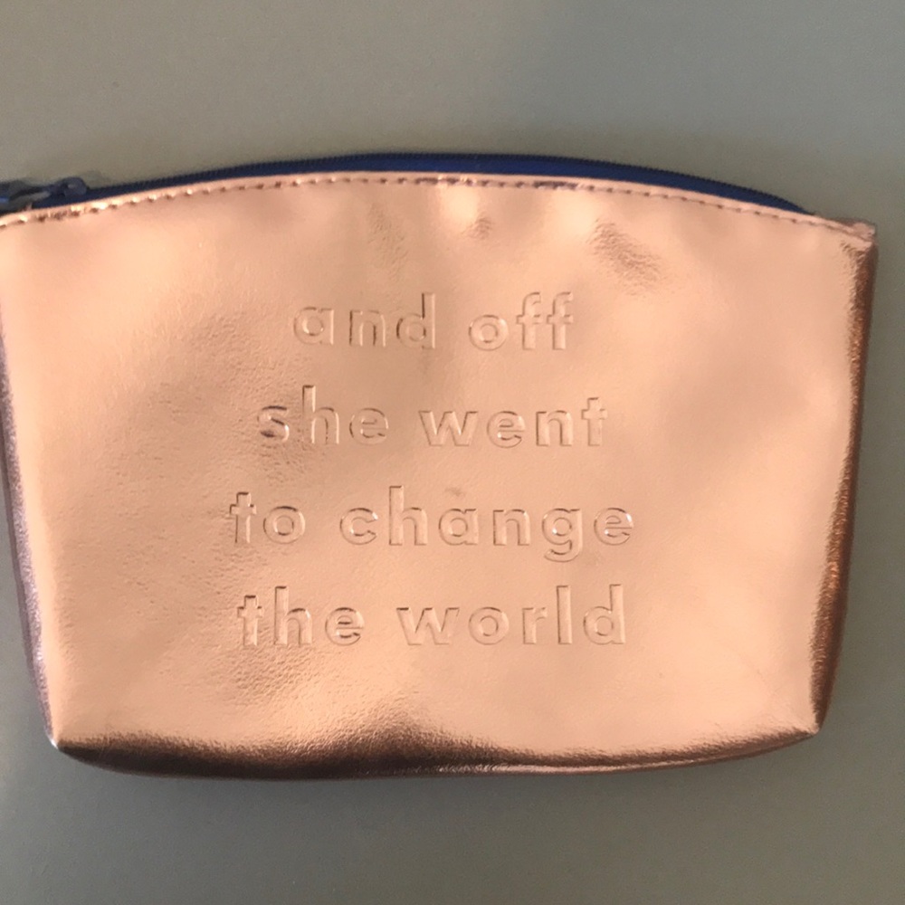 “And off she went to change the world” MAKEUP BAG